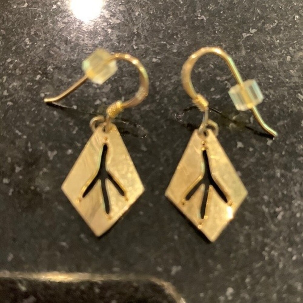 Sterling Silver diamond shaped with branch cut out earrings